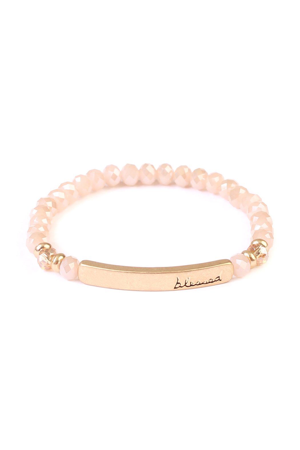 83399 - "BLESSED" 6mm GLASS STRETCH BRACELETS