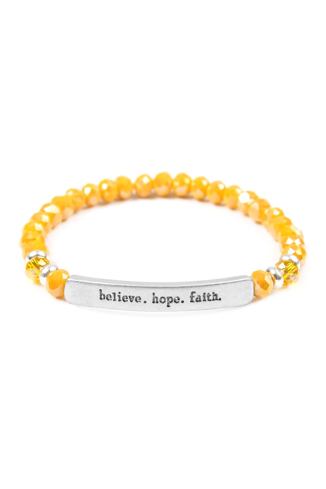 83593 - "Believe, Hope, Faith" 6mm Glass Beads Stretch Bracelet