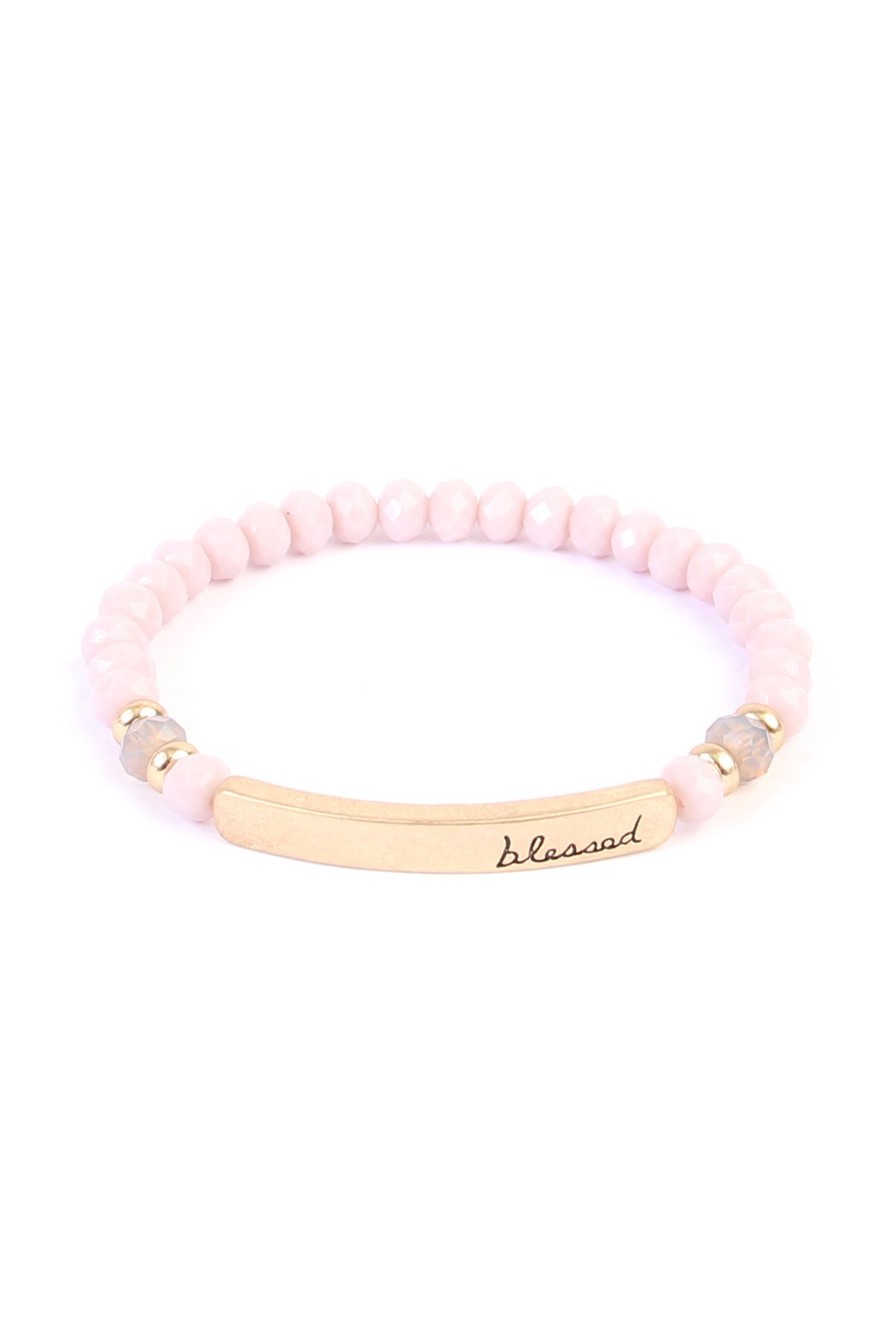 83399 - "BLESSED" 6mm GLASS STRETCH BRACELETS