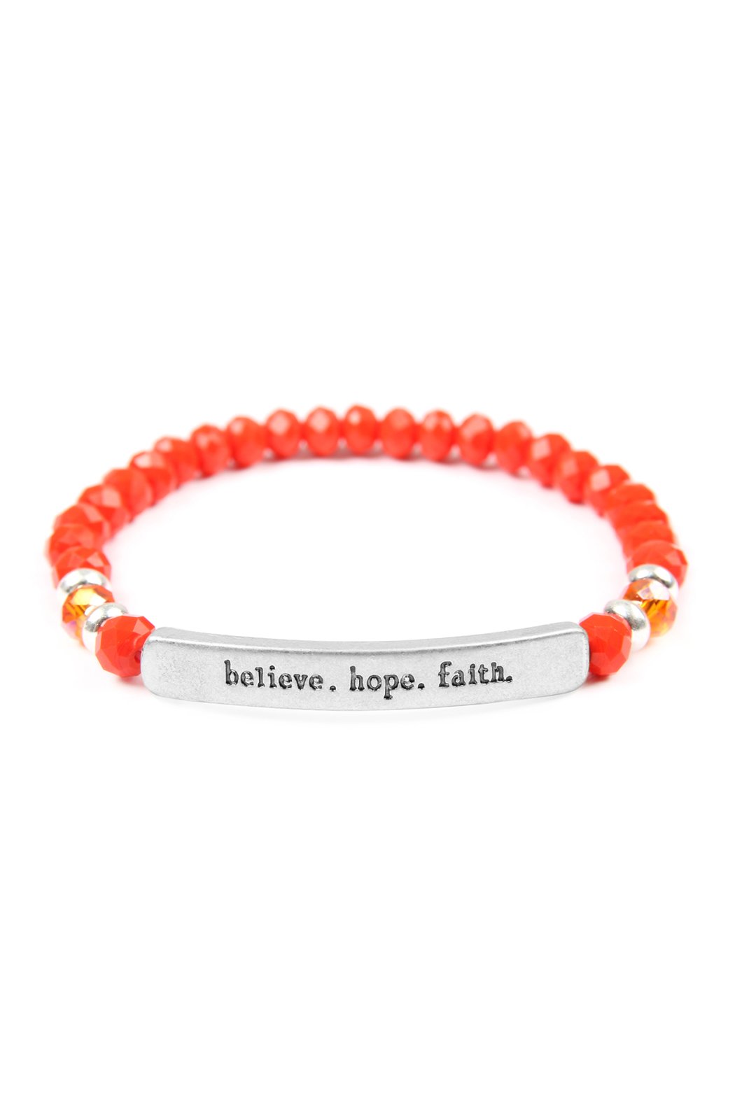 83593 - "Believe, Hope, Faith" 6mm Glass Beads Stretch Bracelet
