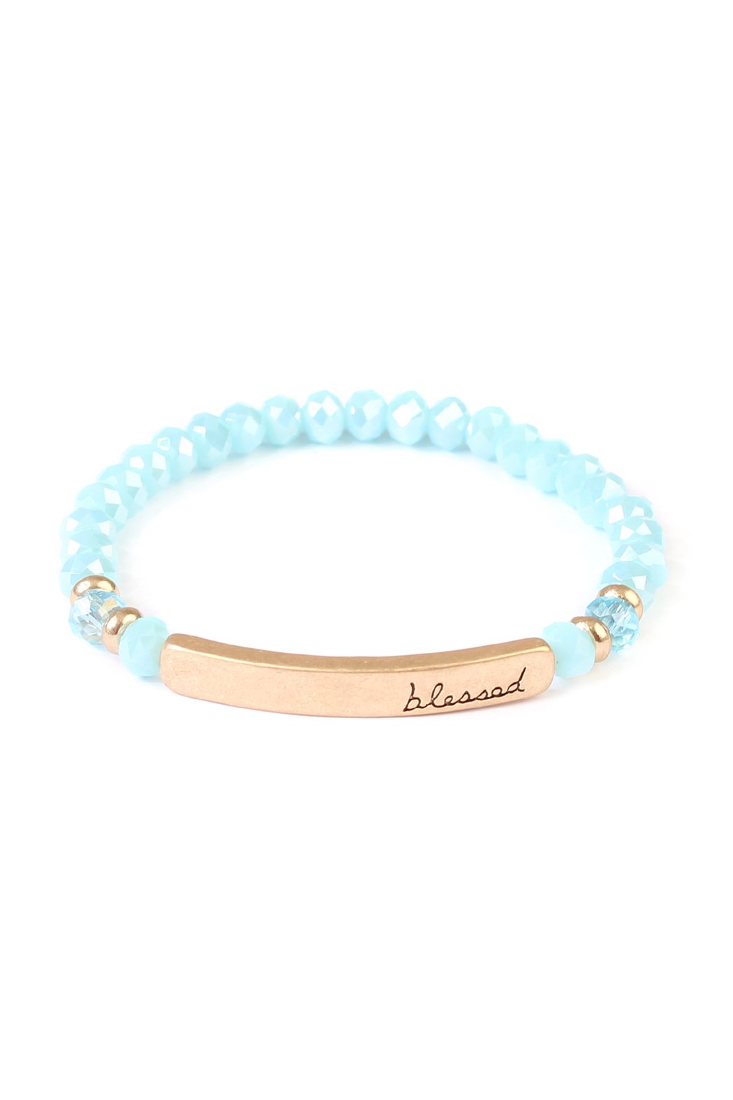 83399 - "BLESSED" 6mm GLASS STRETCH BRACELETS