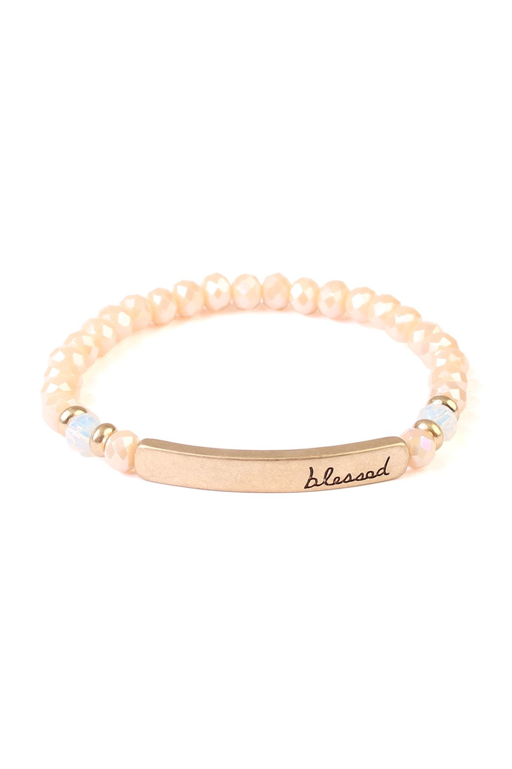 83399 - "BLESSED" 6mm GLASS STRETCH BRACELETS