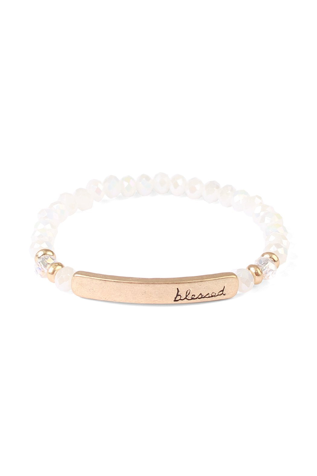 83399 - "BLESSED" 6mm GLASS STRETCH BRACELETS