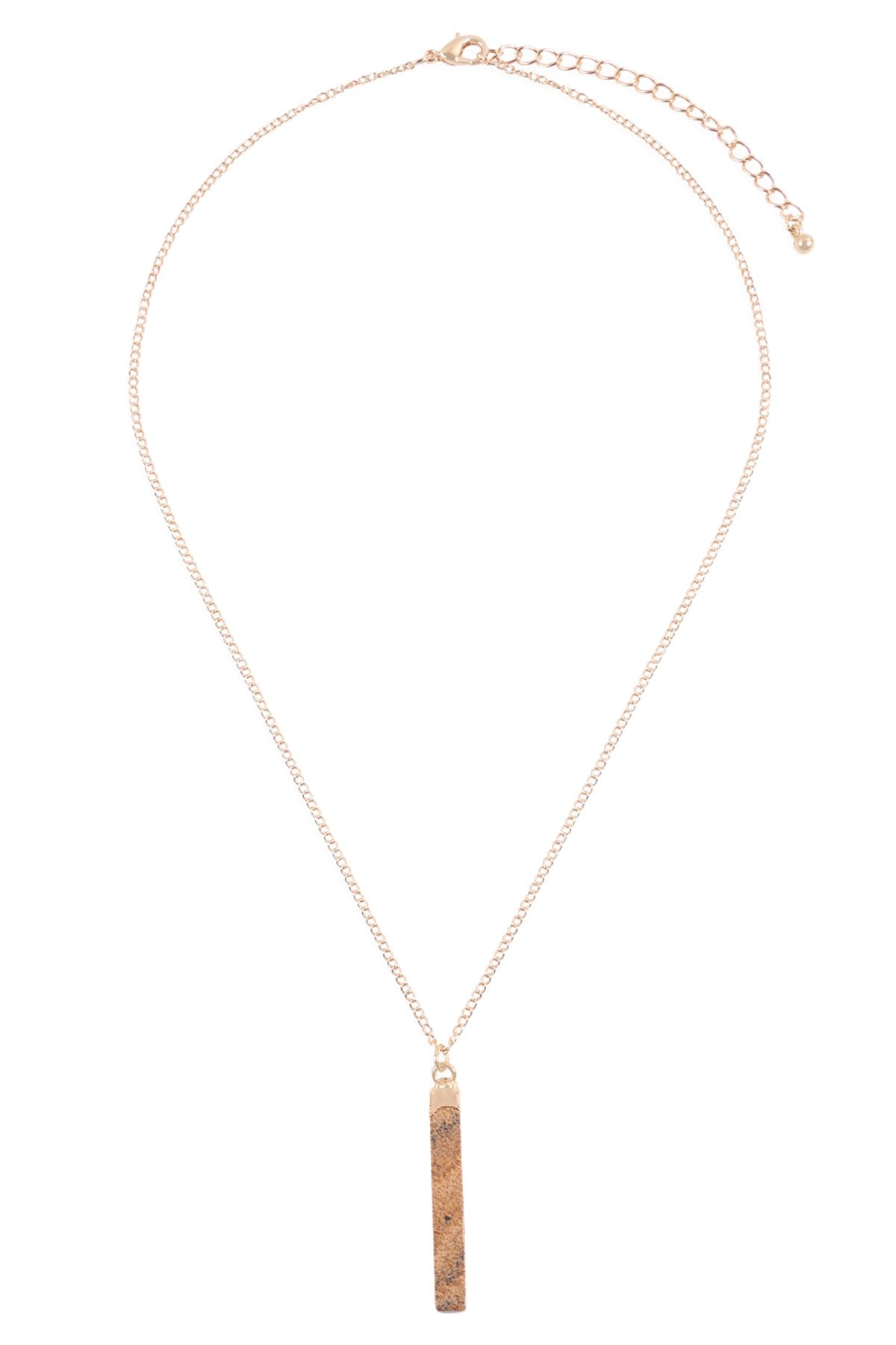 Hdn3120 - Bar Stone Pendant Necklace