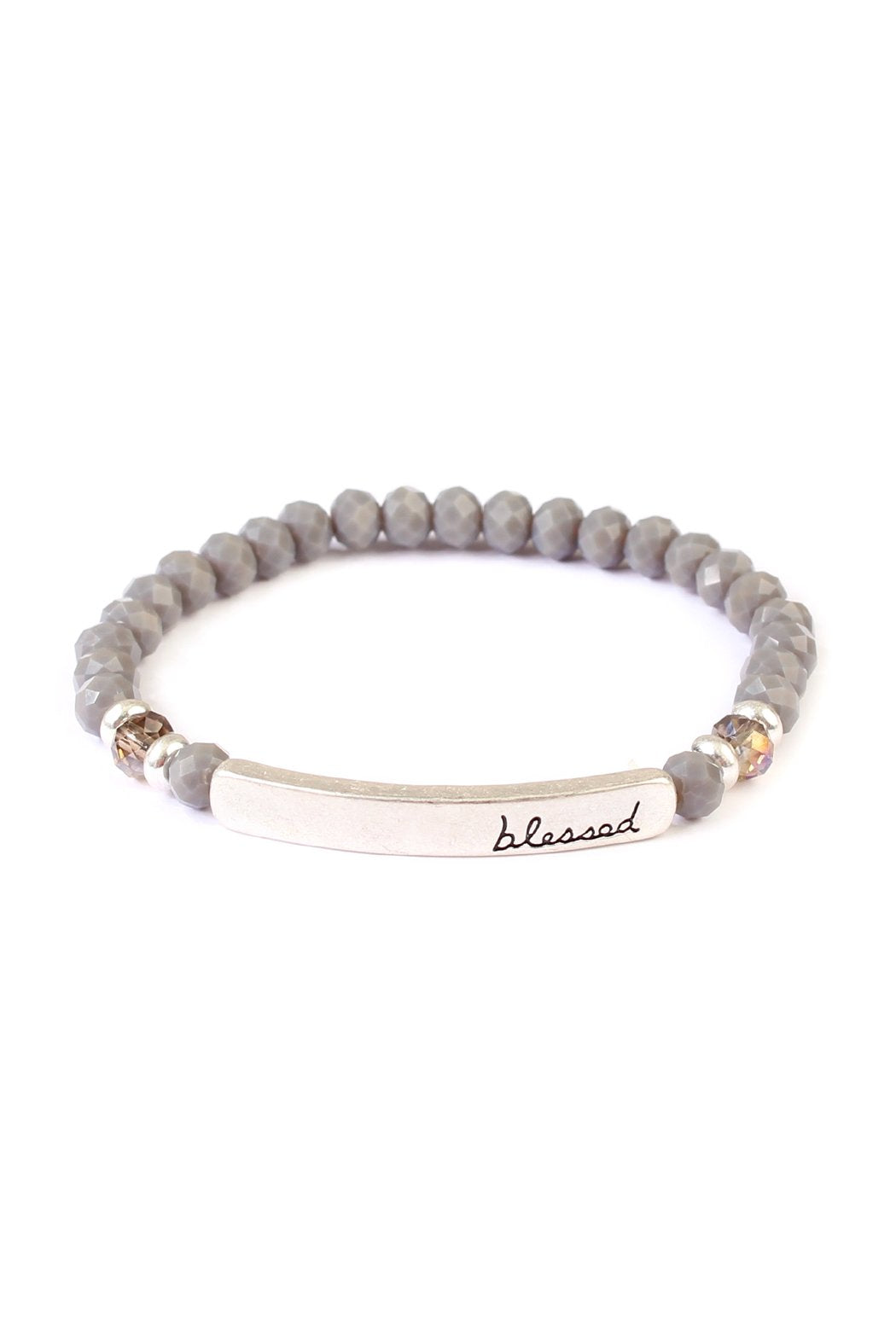 83399 - "BLESSED" 6mm GLASS STRETCH BRACELETS