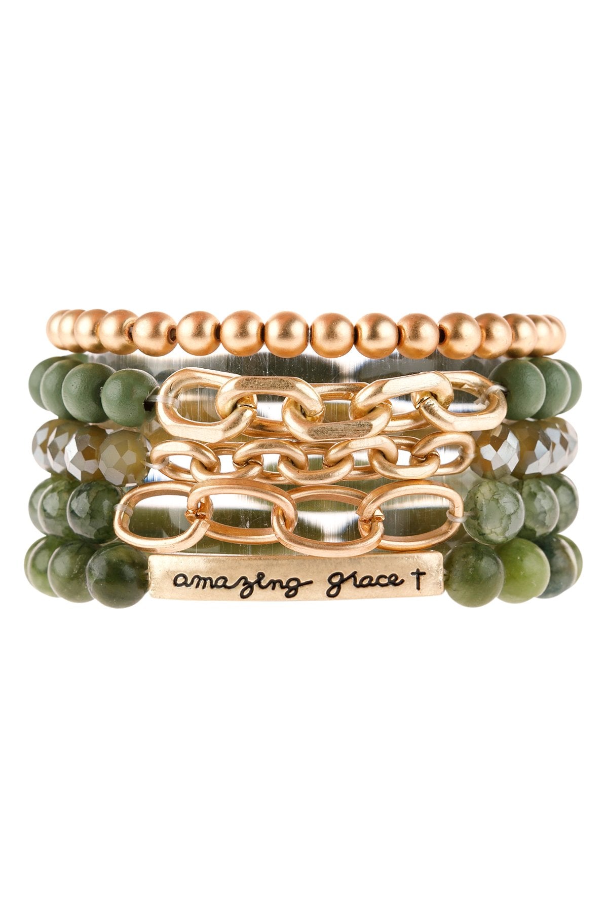 Hdb2995 - "Amazing Grace" Charm Multiline Beaded Bracelet