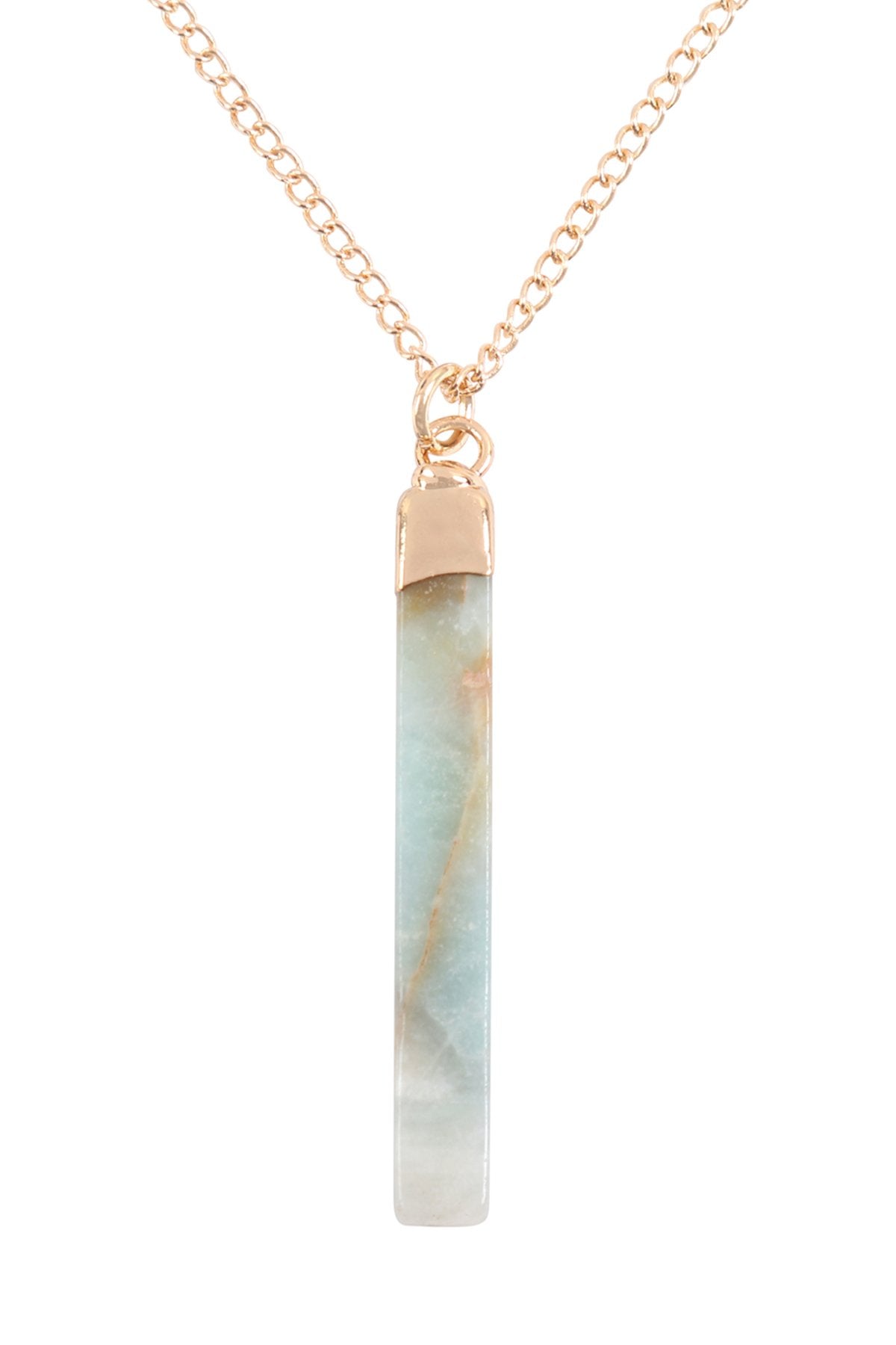 Hdn3120 - Bar Stone Pendant Necklace