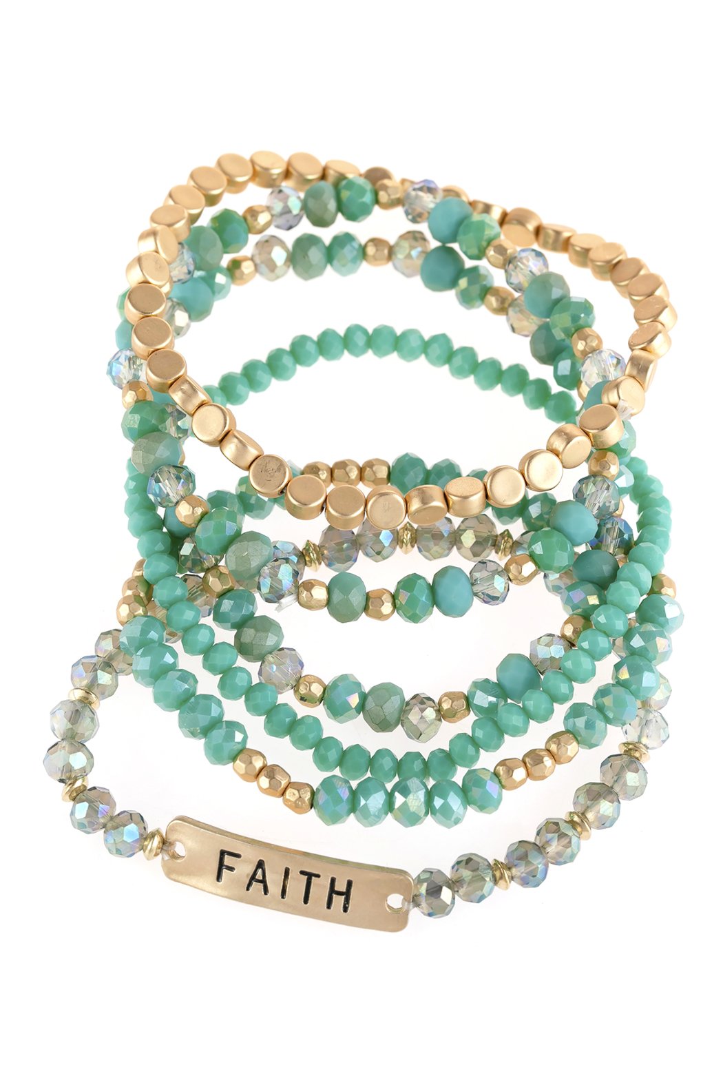 "Faith" Charm Mixed Beads Bracelet