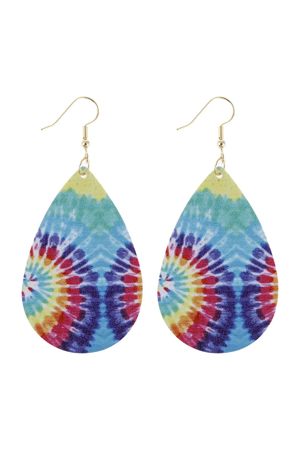 Multicolor Abstract Leather Printed Teardrop Hook Earrings