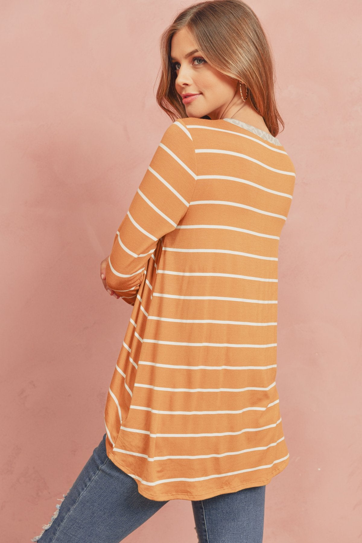 Striped Knot Top With Pocket