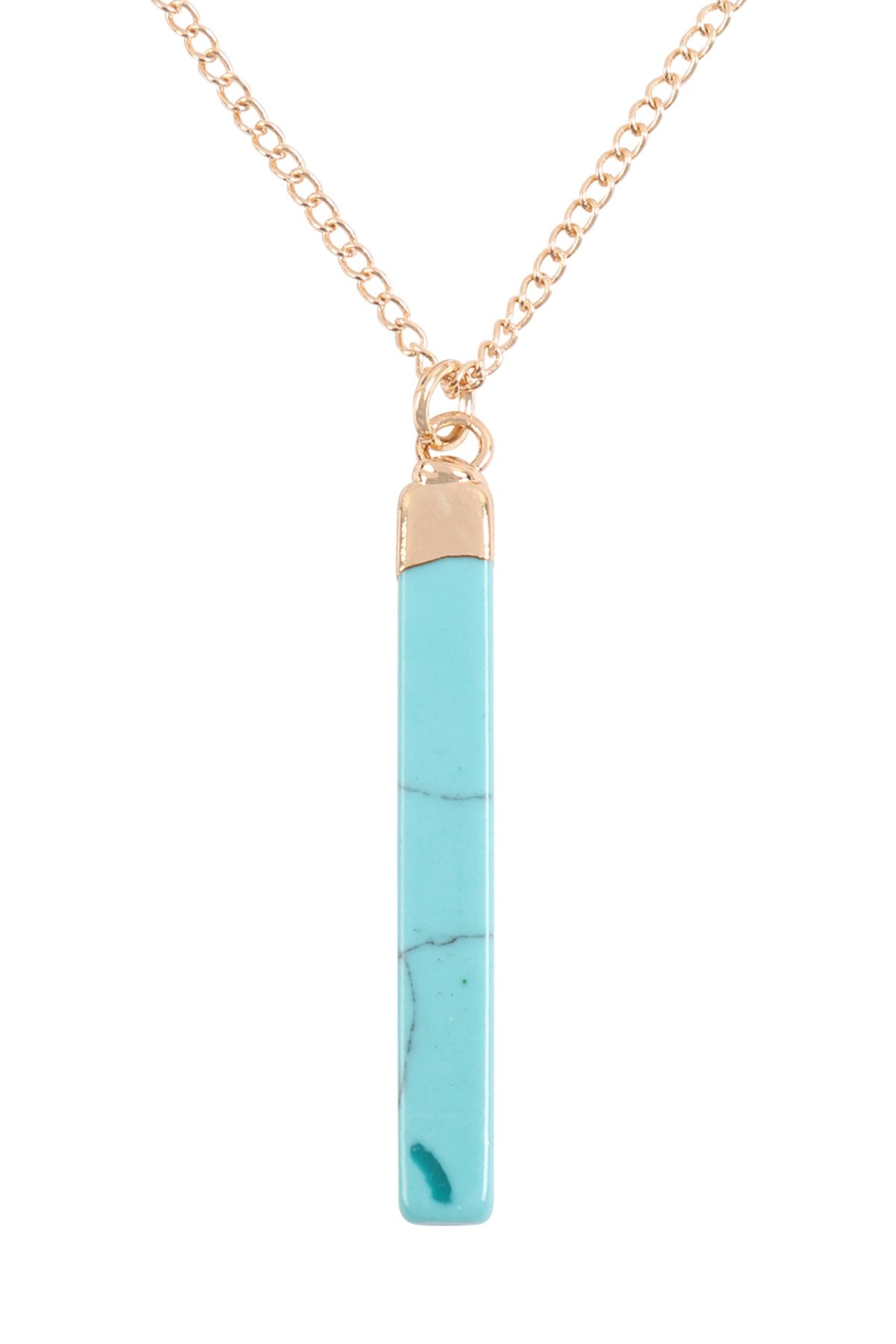 Hdn3120 - Bar Stone Pendant Necklace