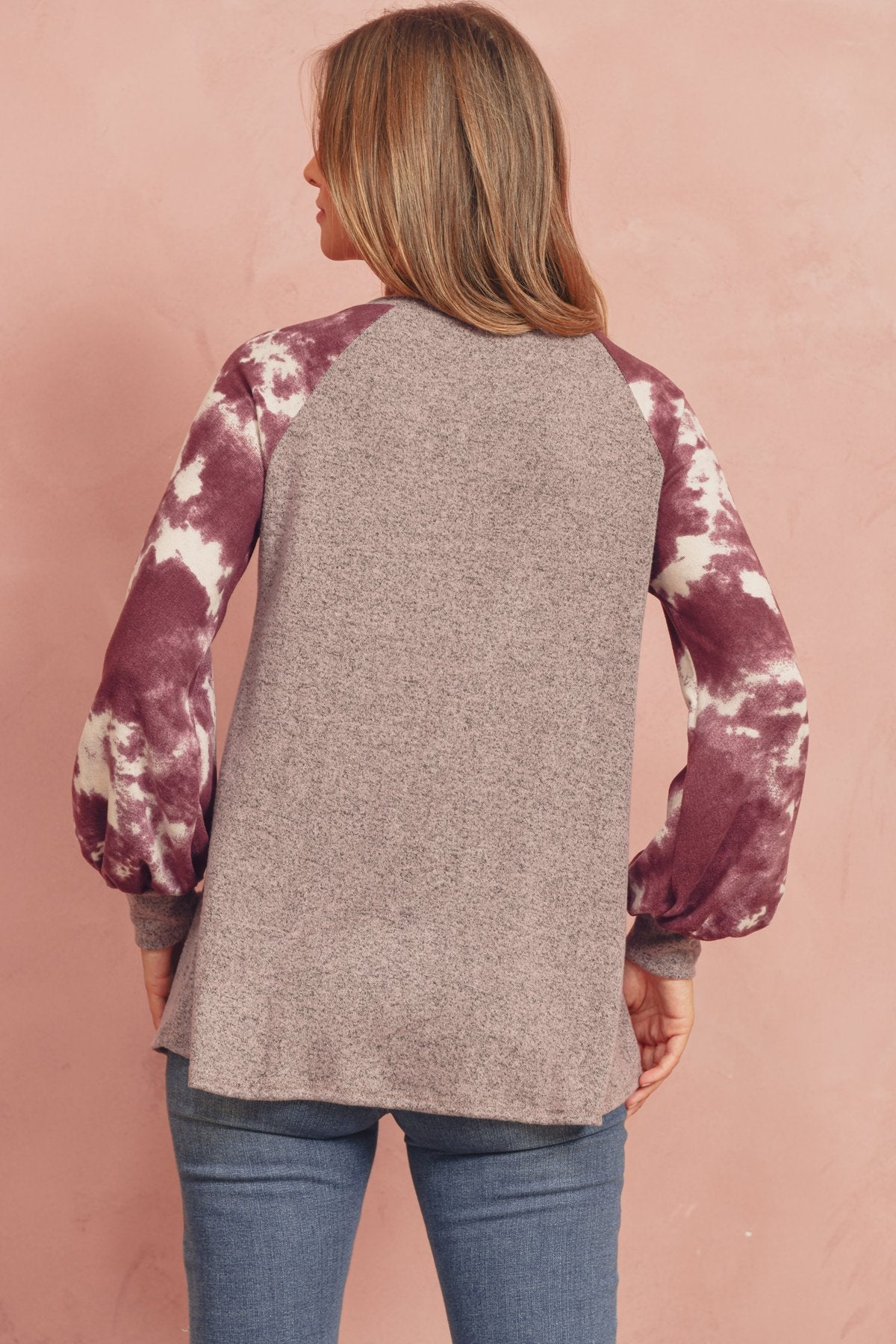 Brushed Hacci Tie Dye Puff Sleeved Top