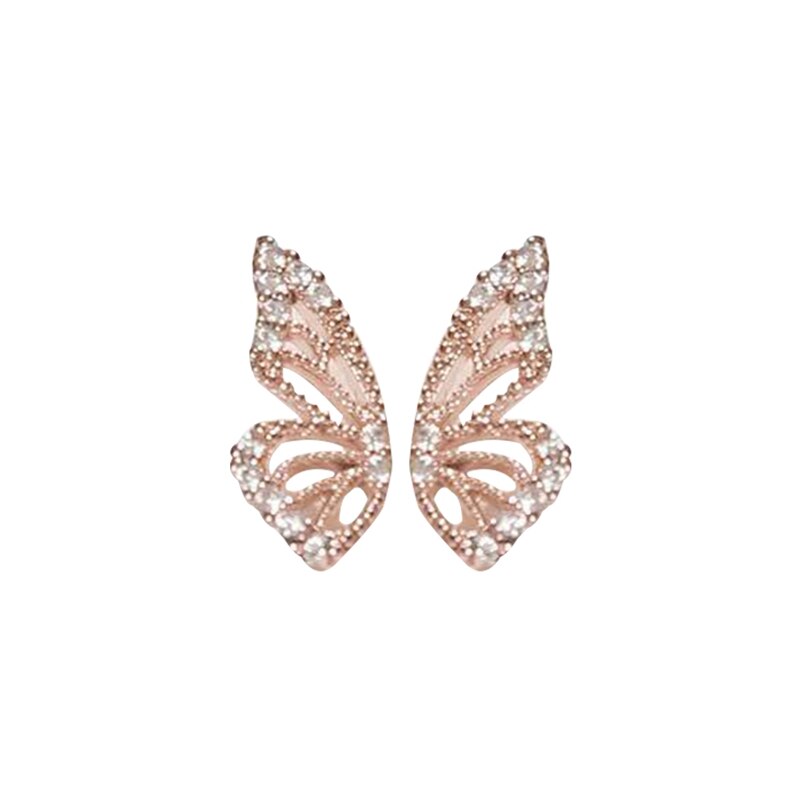 2020 New Rhinestone Butterfly Wing Stud Earrings For Women Cute Small Crystal Stud Earring