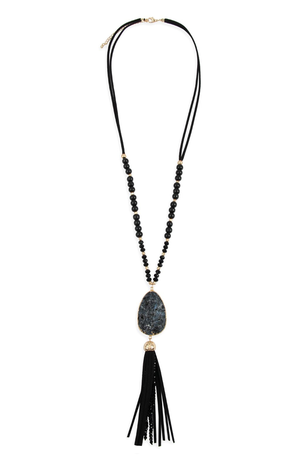 Natural Stone Tassel Pendant Necklace