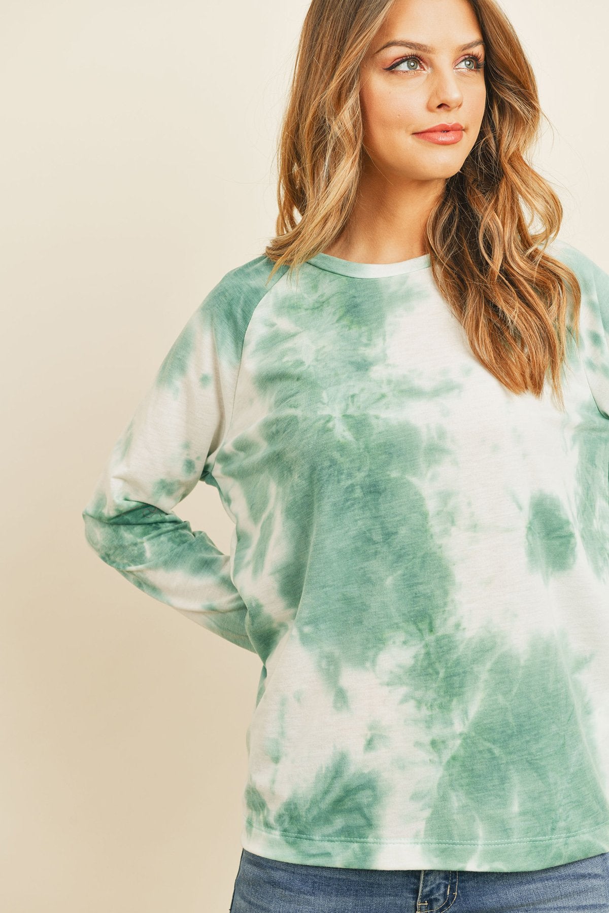 Tie Dye Round Neck Long Sleeved Top