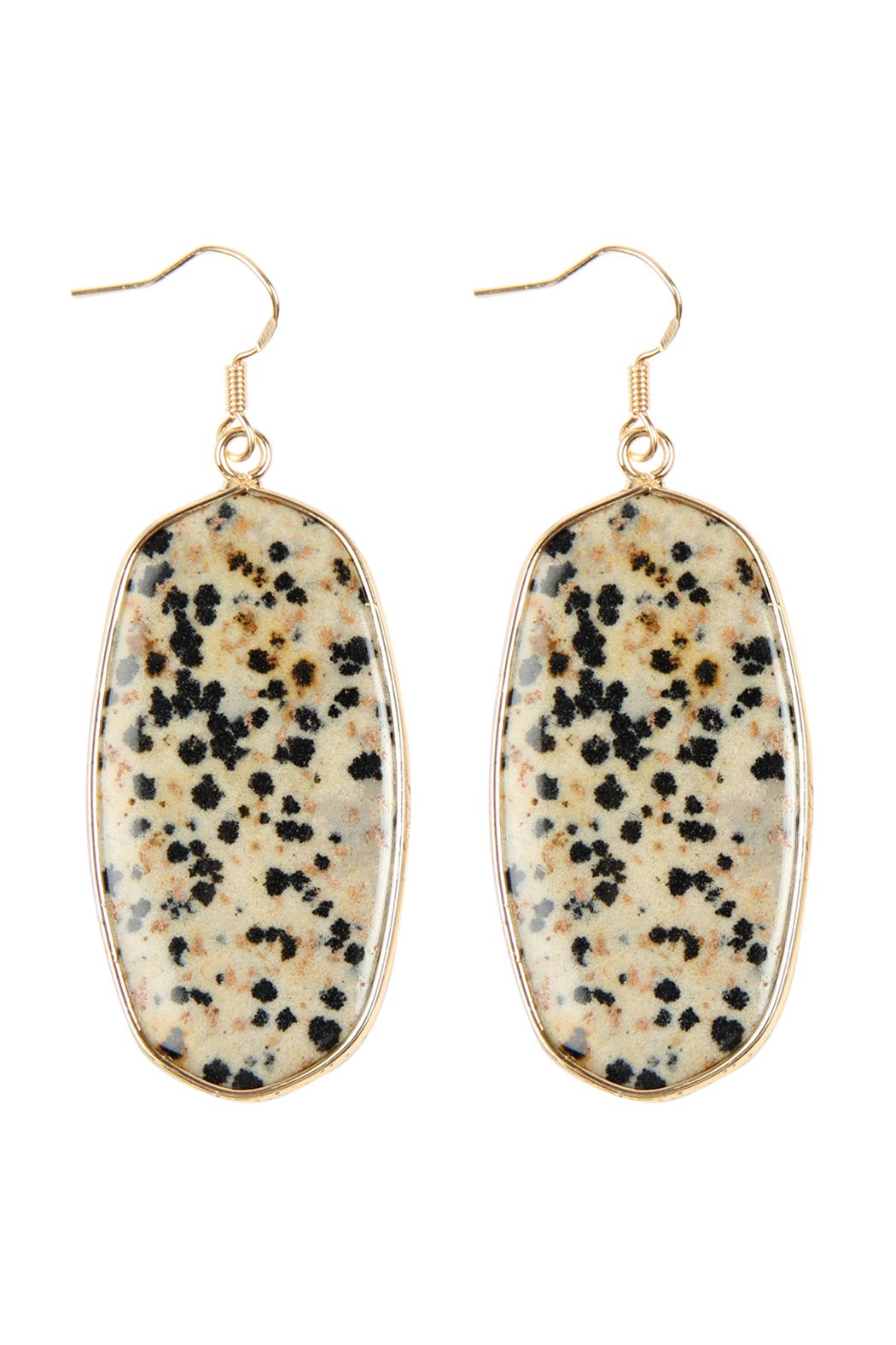 Hde1815 - Natural Oval Stone Earrings