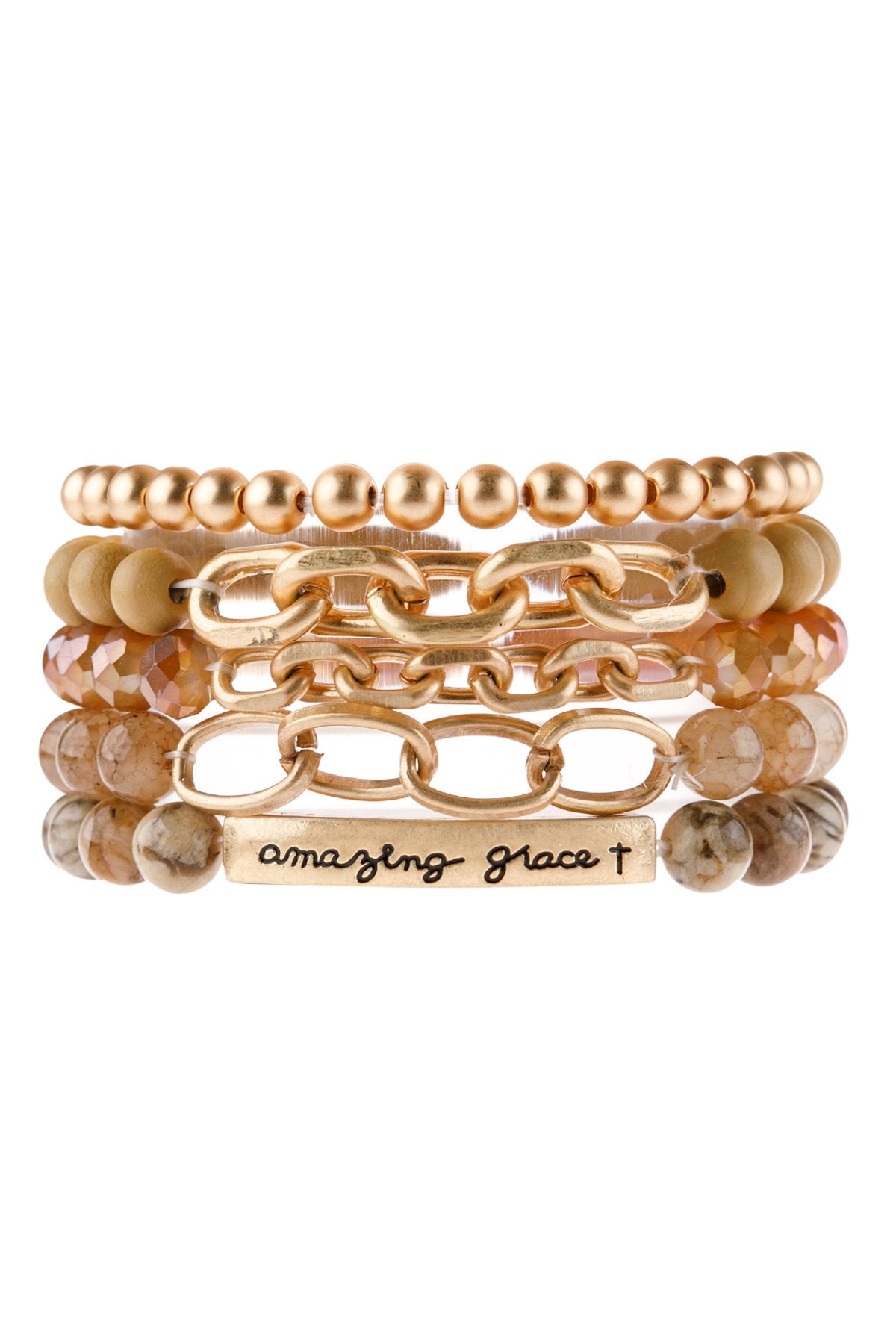 Hdb2995 - "Amazing Grace" Charm Multiline Beaded Bracelet