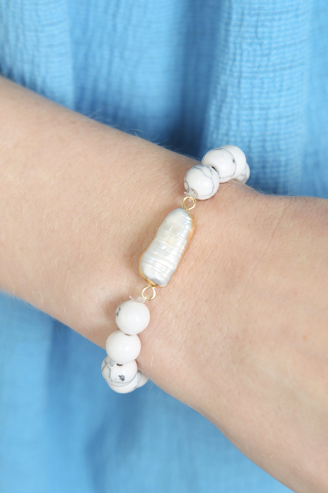 Glass and Natural Beads Pearl Charm Bracelets