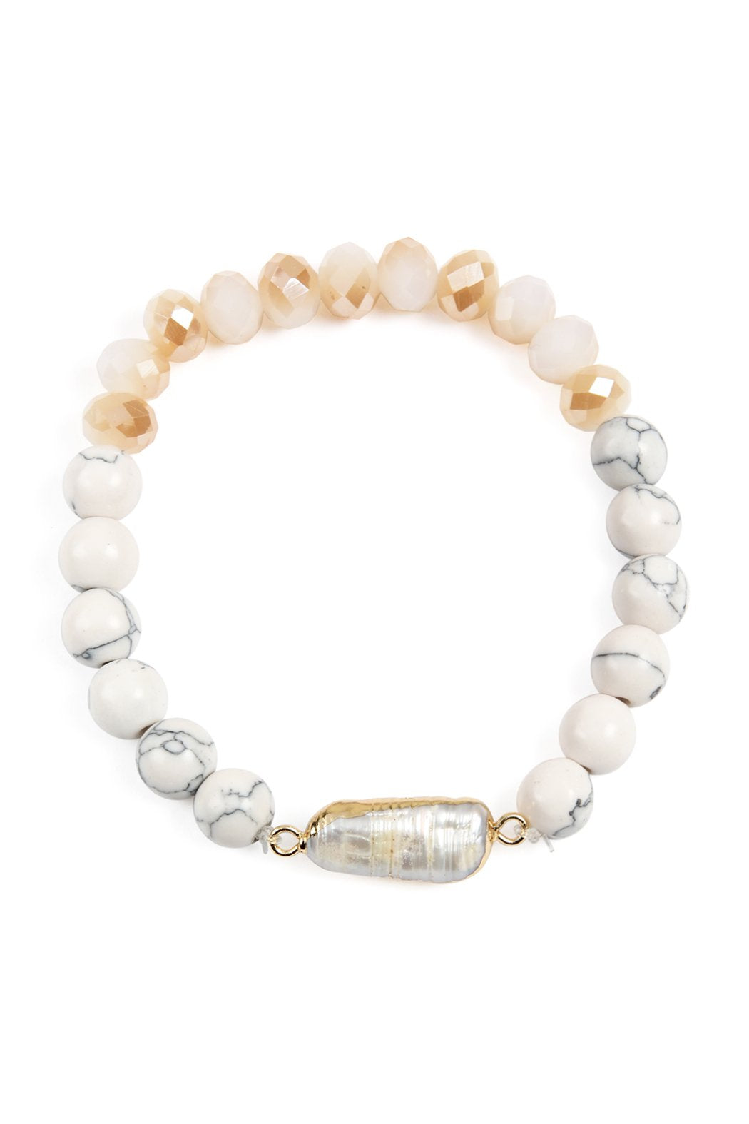 Glass and Natural Beads Pearl Charm Bracelets