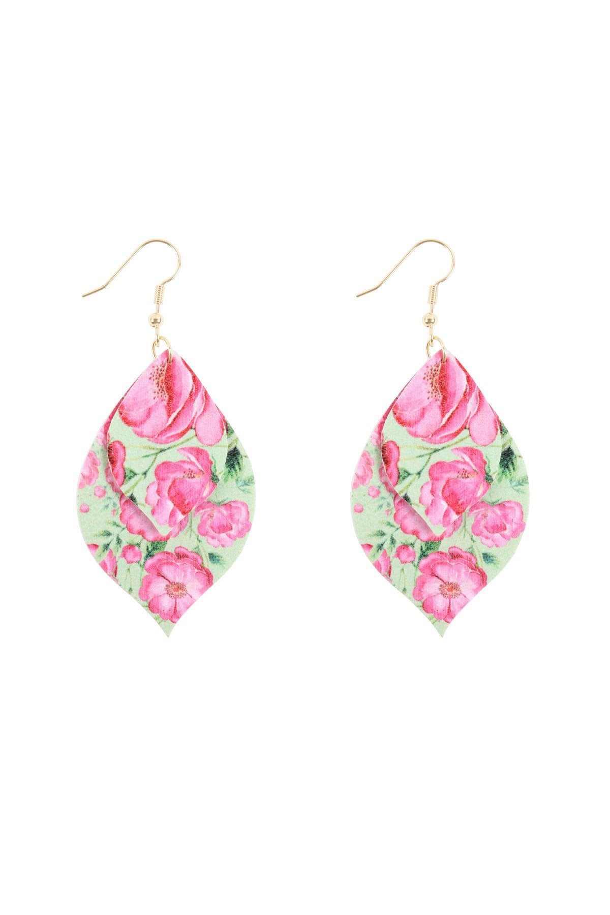 Hde3220 - Two Floral Marquise Drop Earrings