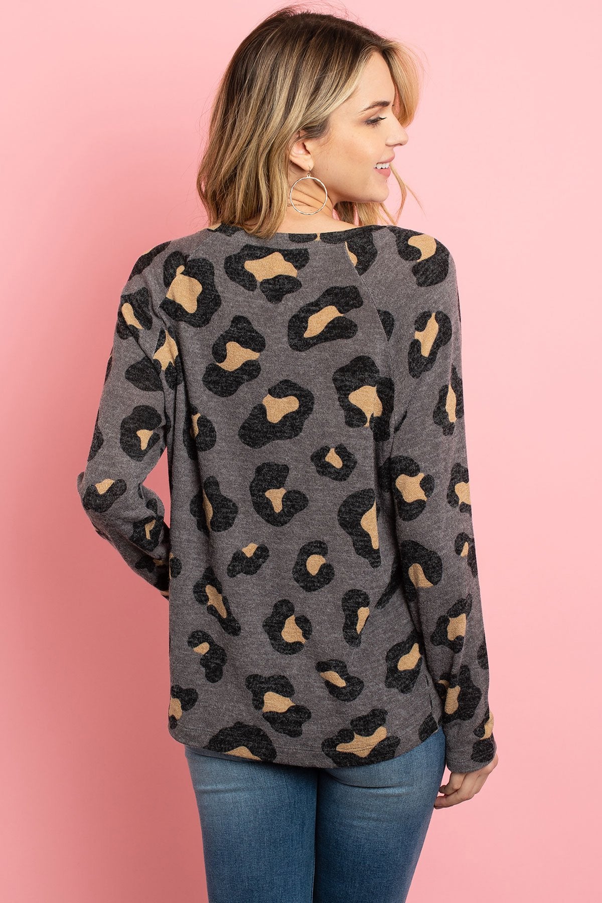 Mirr Hair Leopard Print Long Sleeved Top