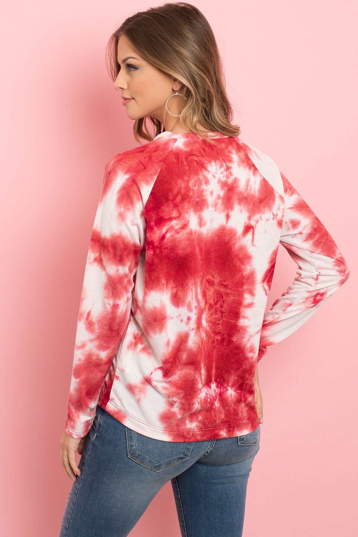 Tie Dye Round Neck Long Sleeved Top