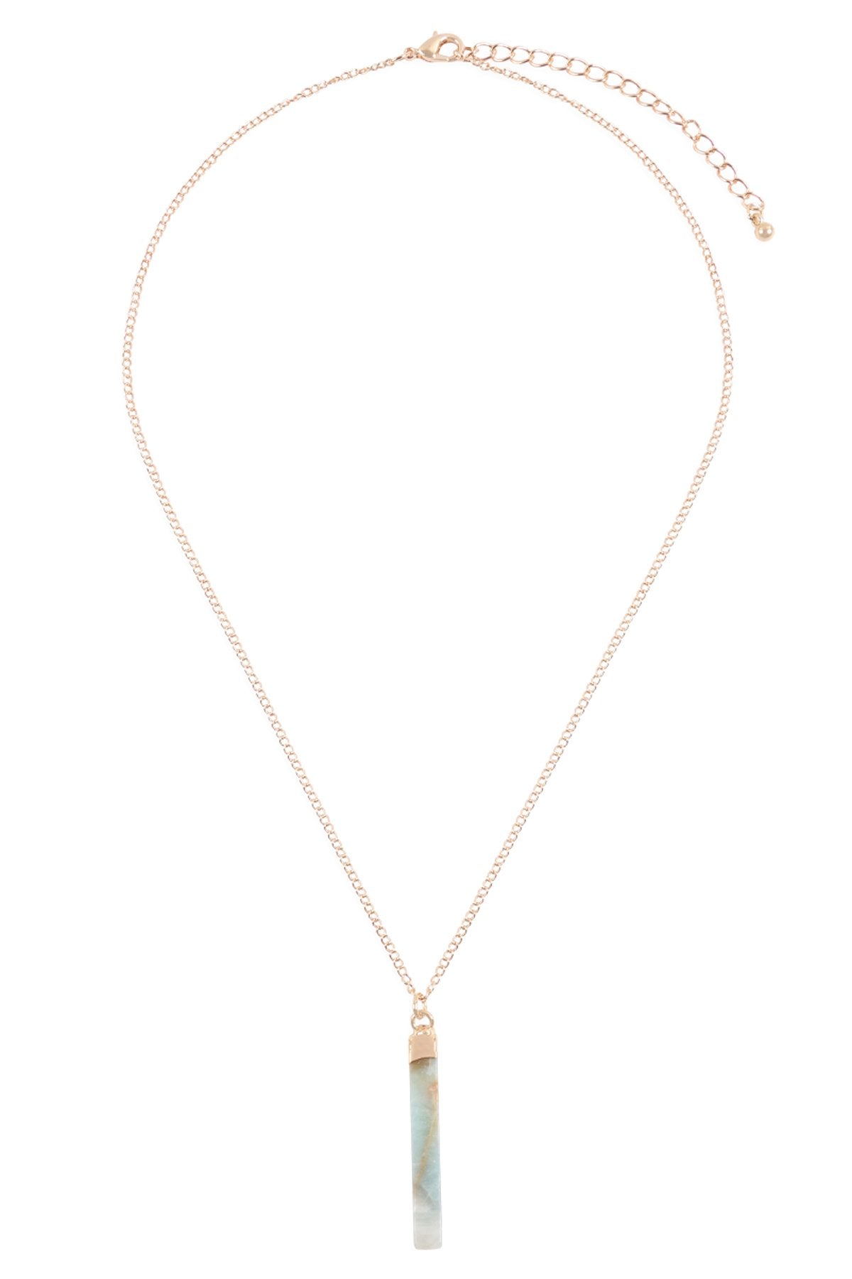 Hdn3120 - Bar Stone Pendant Necklace