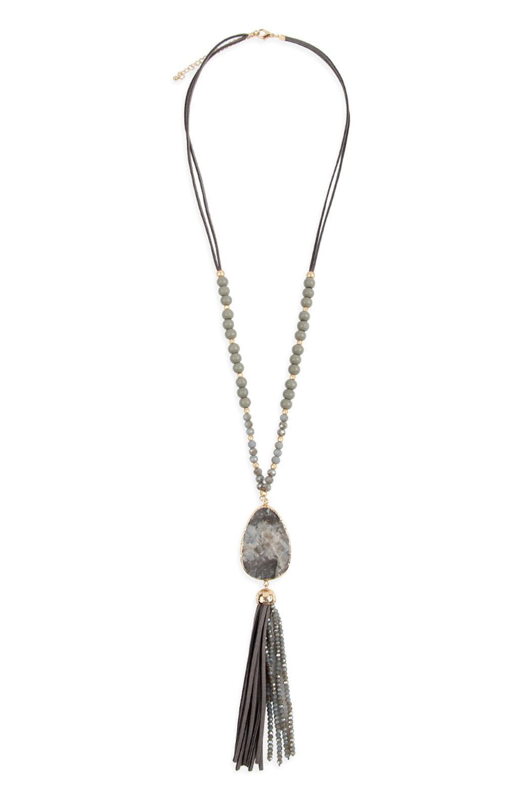 Natural Stone Tassel Pendant Necklace