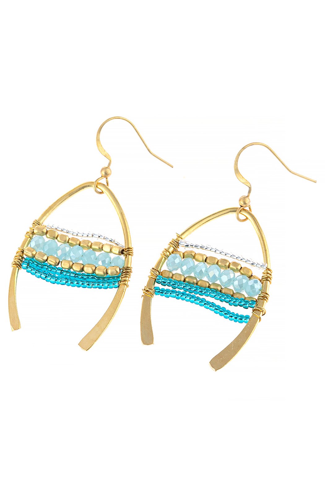 Hde3049 - Mixed Beads Wish Bone Drop Earrings