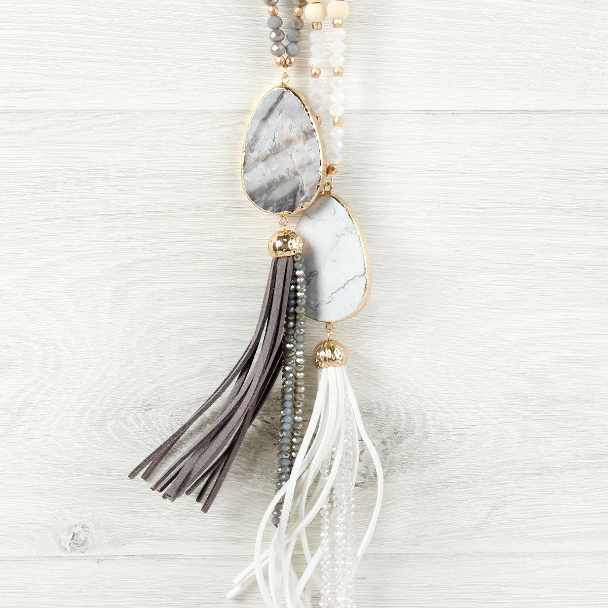 Natural Stone Tassel Pendant Necklace