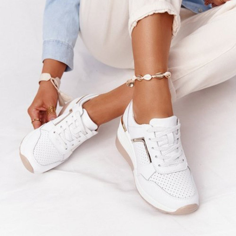 New Women Sneakers Lace-Up Wedge Sports Shoes Women's Vulcanized Shoes Casual Platform Ladies Sneakers Comfy Females Shoes