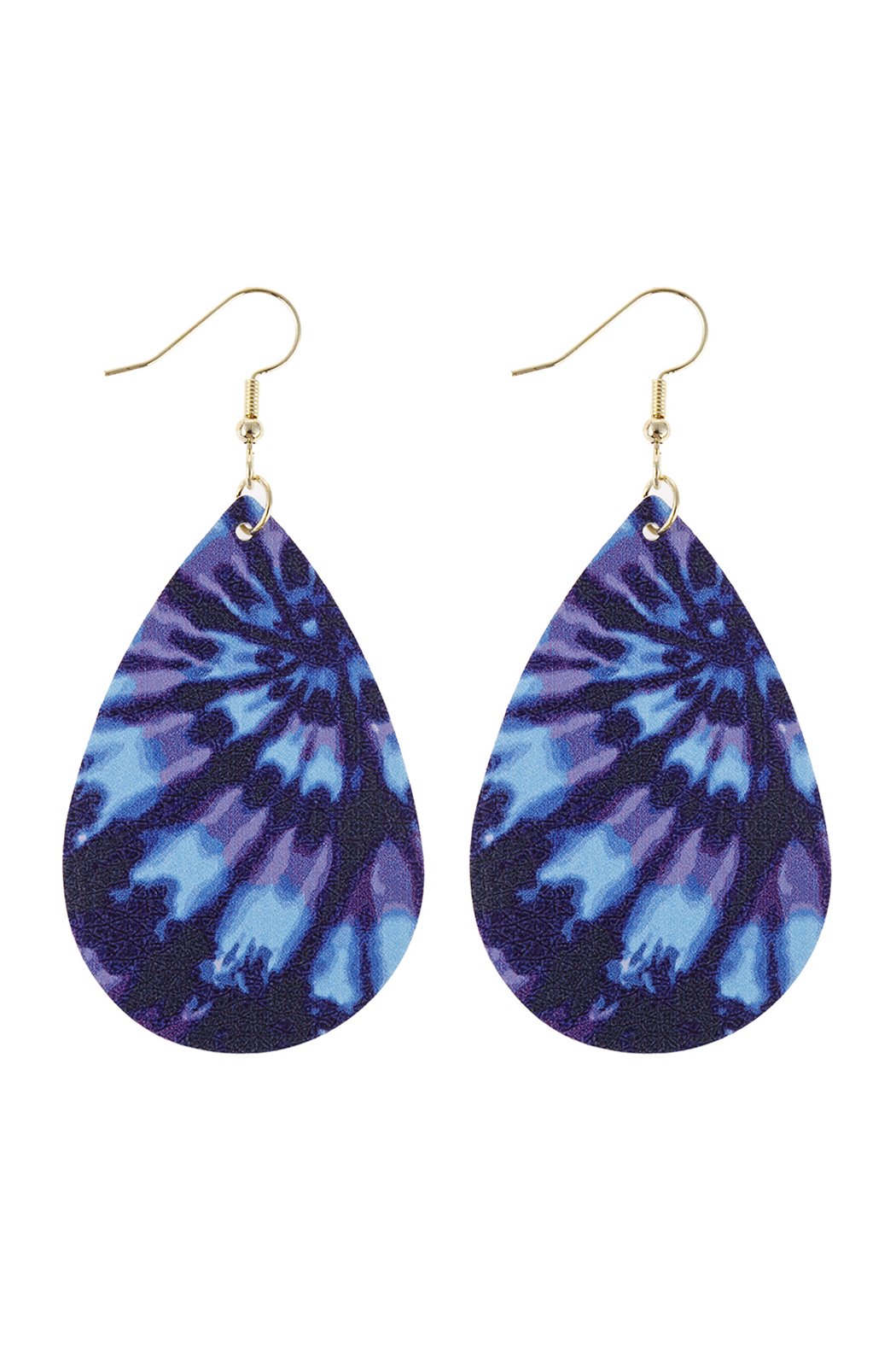 Multicolor Abstract Leather Printed Teardrop Hook Earrings