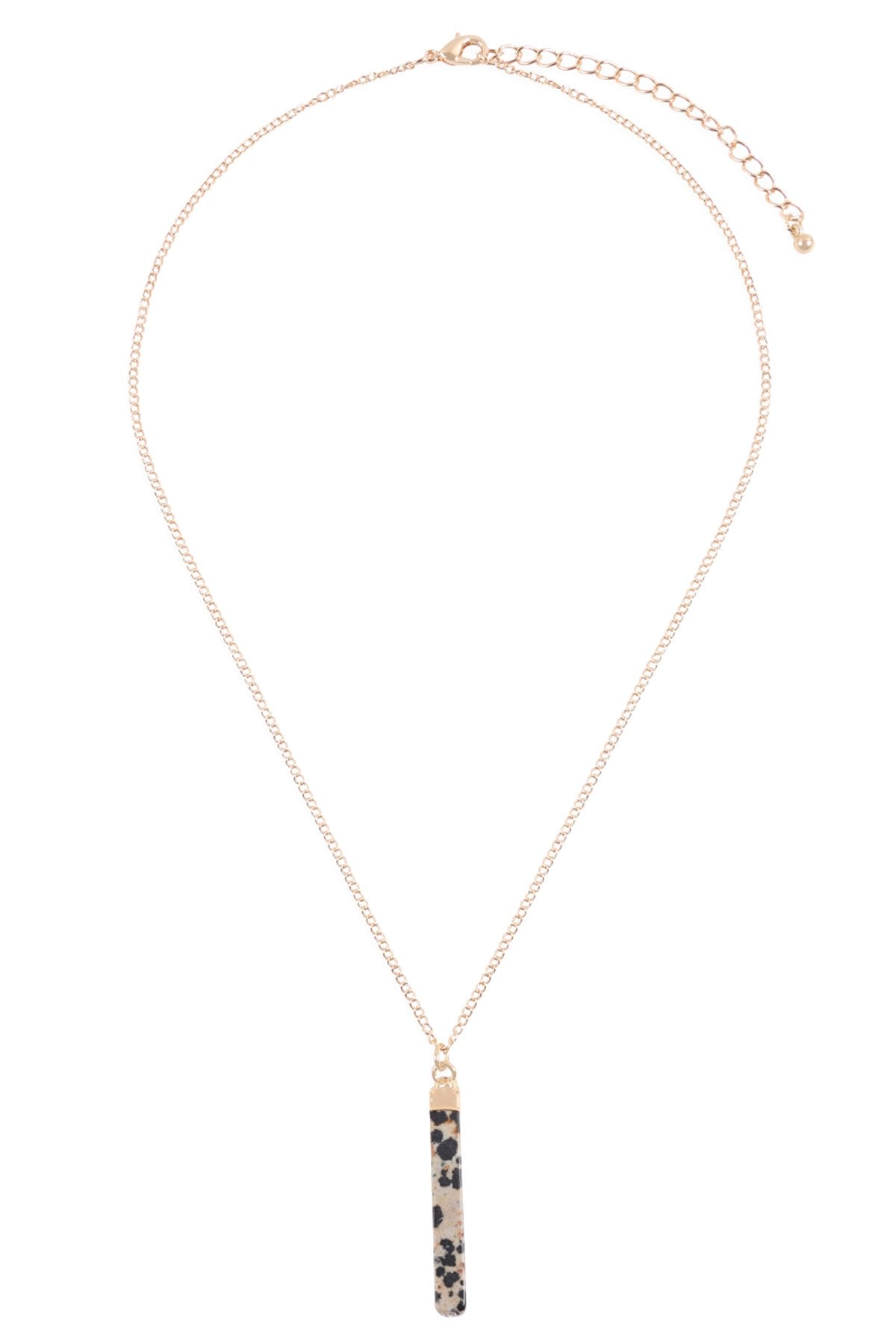 Hdn3120 - Bar Stone Pendant Necklace