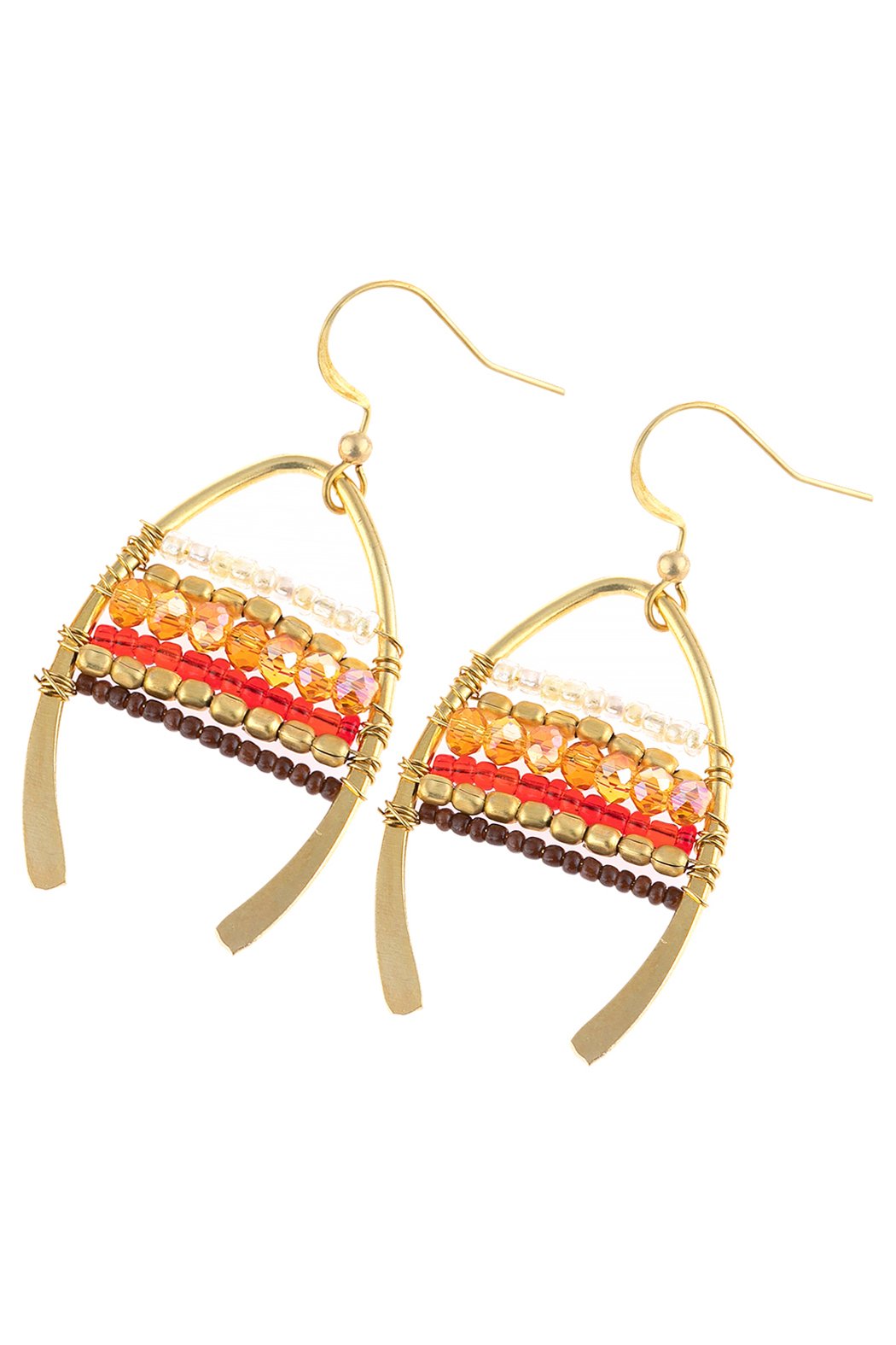 Hde3049 - Mixed Beads Wish Bone Drop Earrings