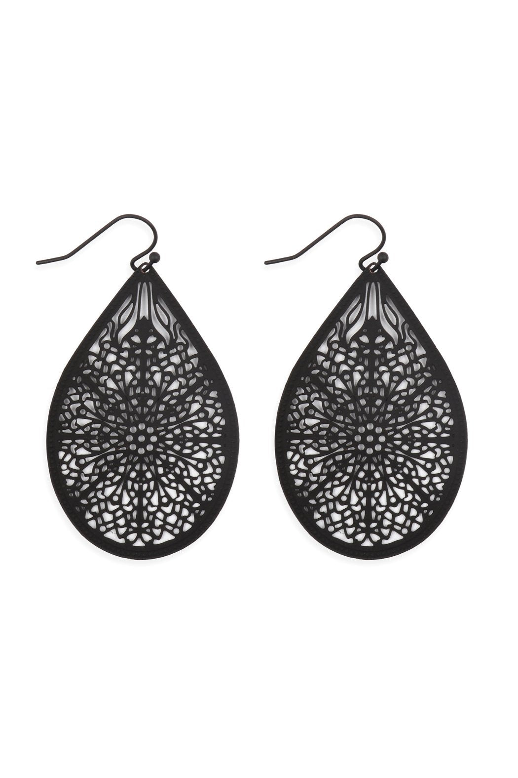 E1094 - Filigree Teardrop Hook Earrings