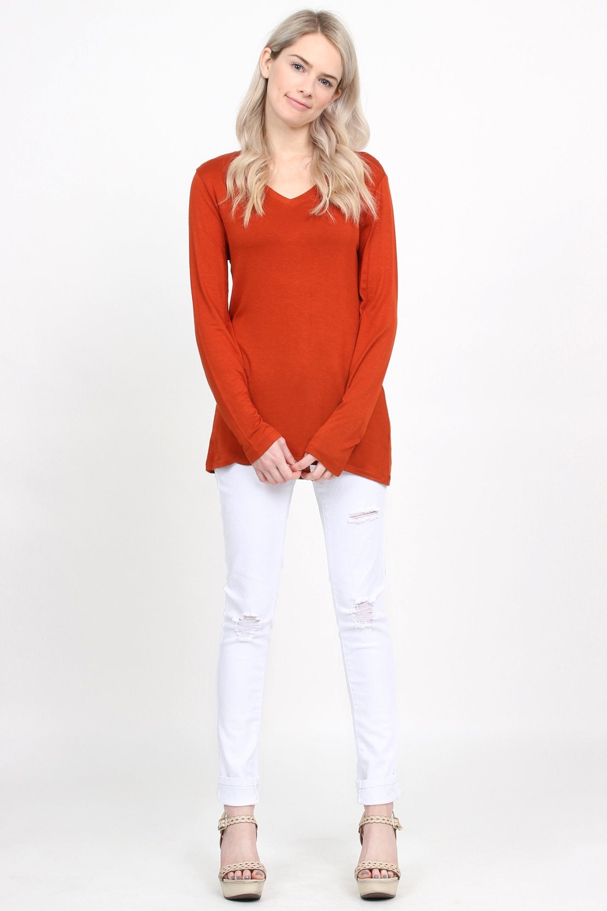 Premium Long Sleeved V-Neck Top