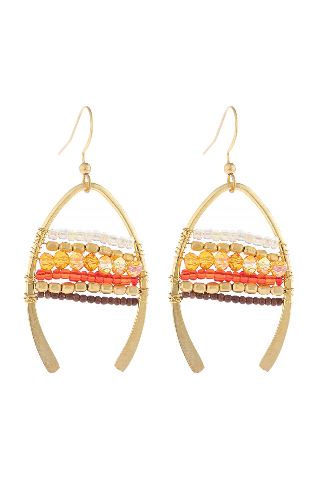 Hde3049 - Mixed Beads Wish Bone Drop Earrings