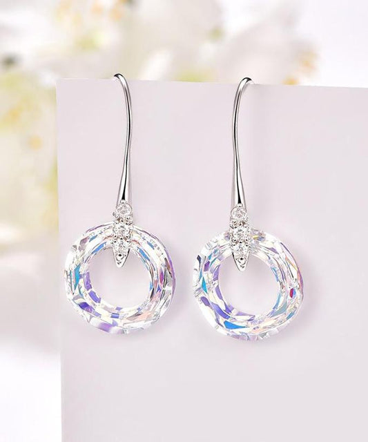 Enlightening Dangle Earrings With Austrian® Crystals - Aurora Boreale in 18K White Gold Plated