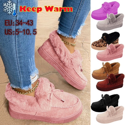 Women Winter Ankle Boots Suede Leather Snow Boots