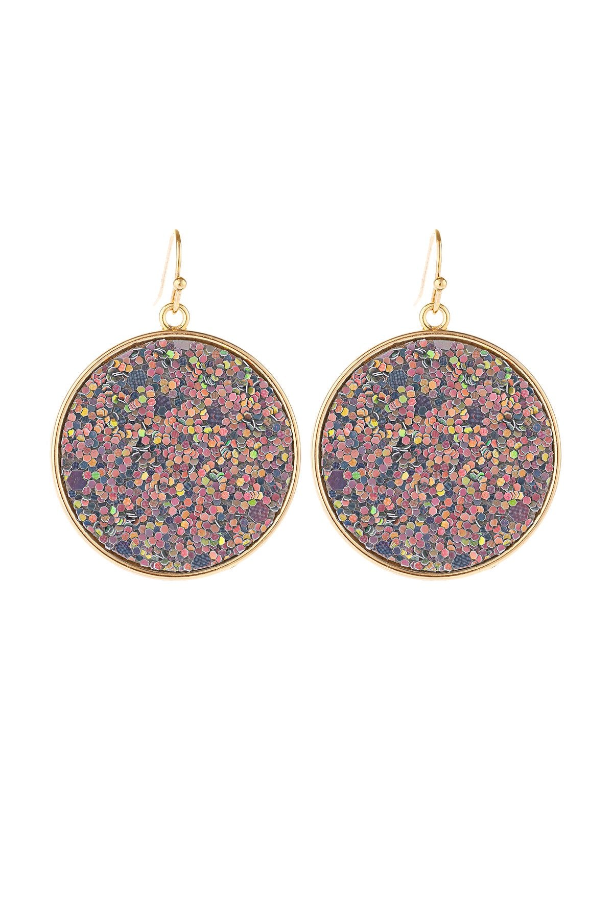 Hde3063 - Disc Sequin Leather Drop Earrings