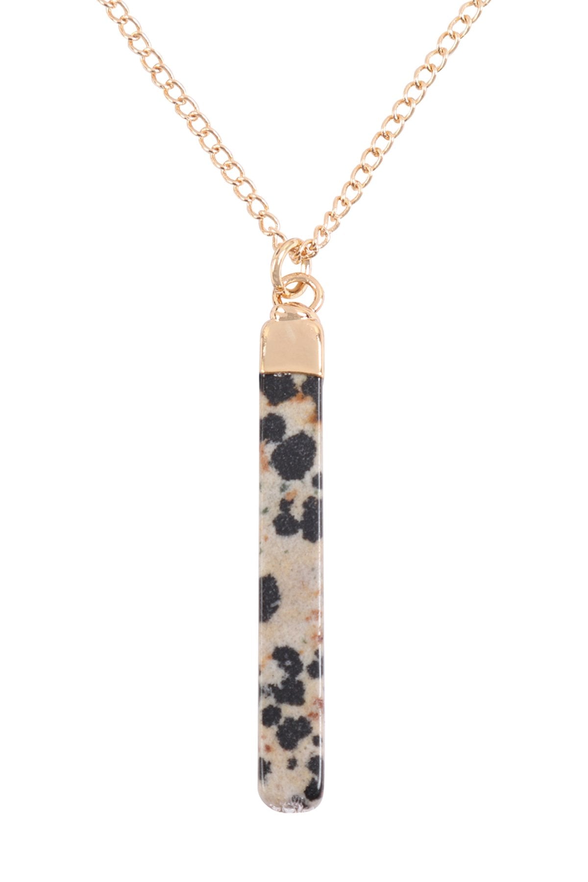 Hdn3120 - Bar Stone Pendant Necklace