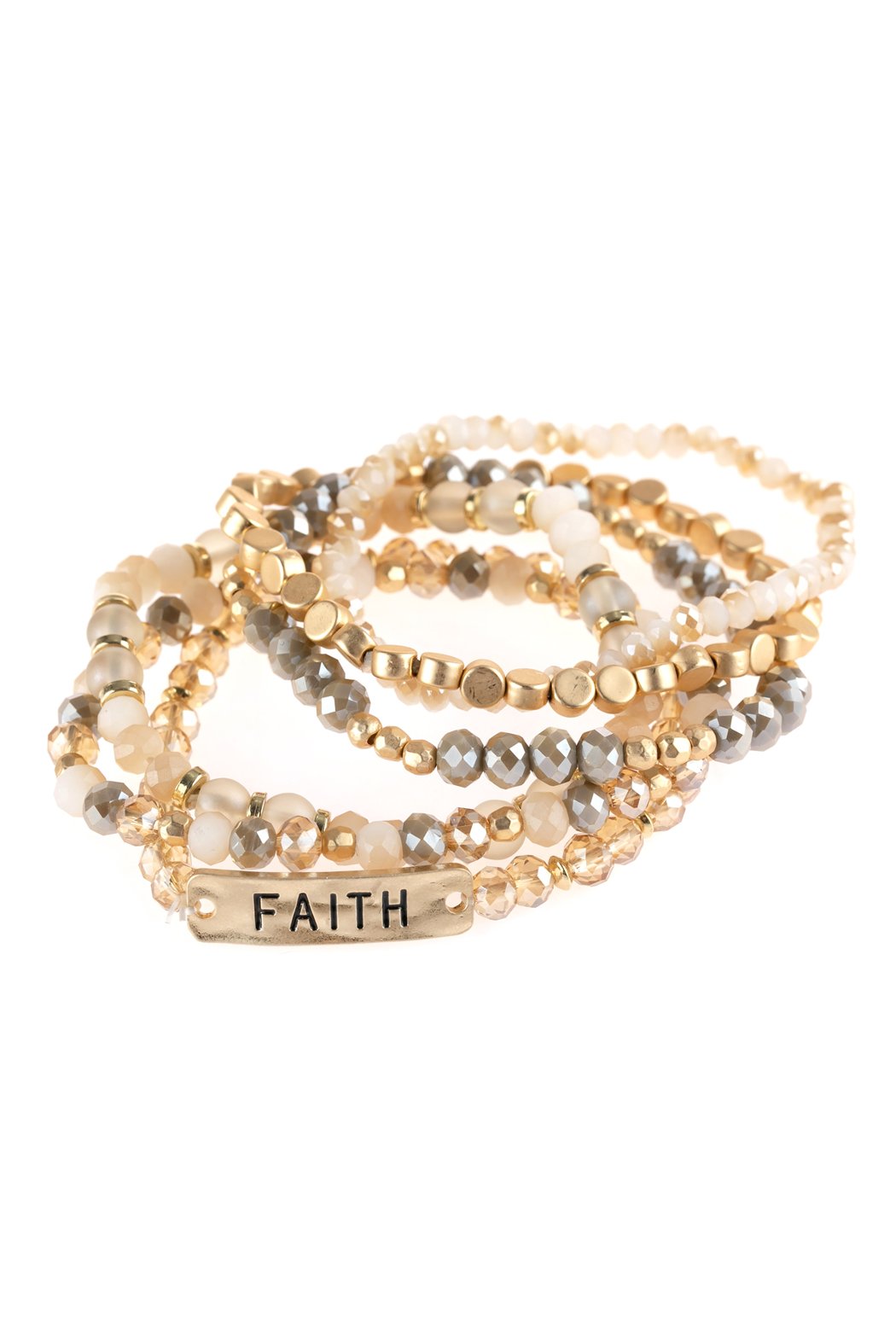 "Faith" Charm Mixed Beads Bracelet