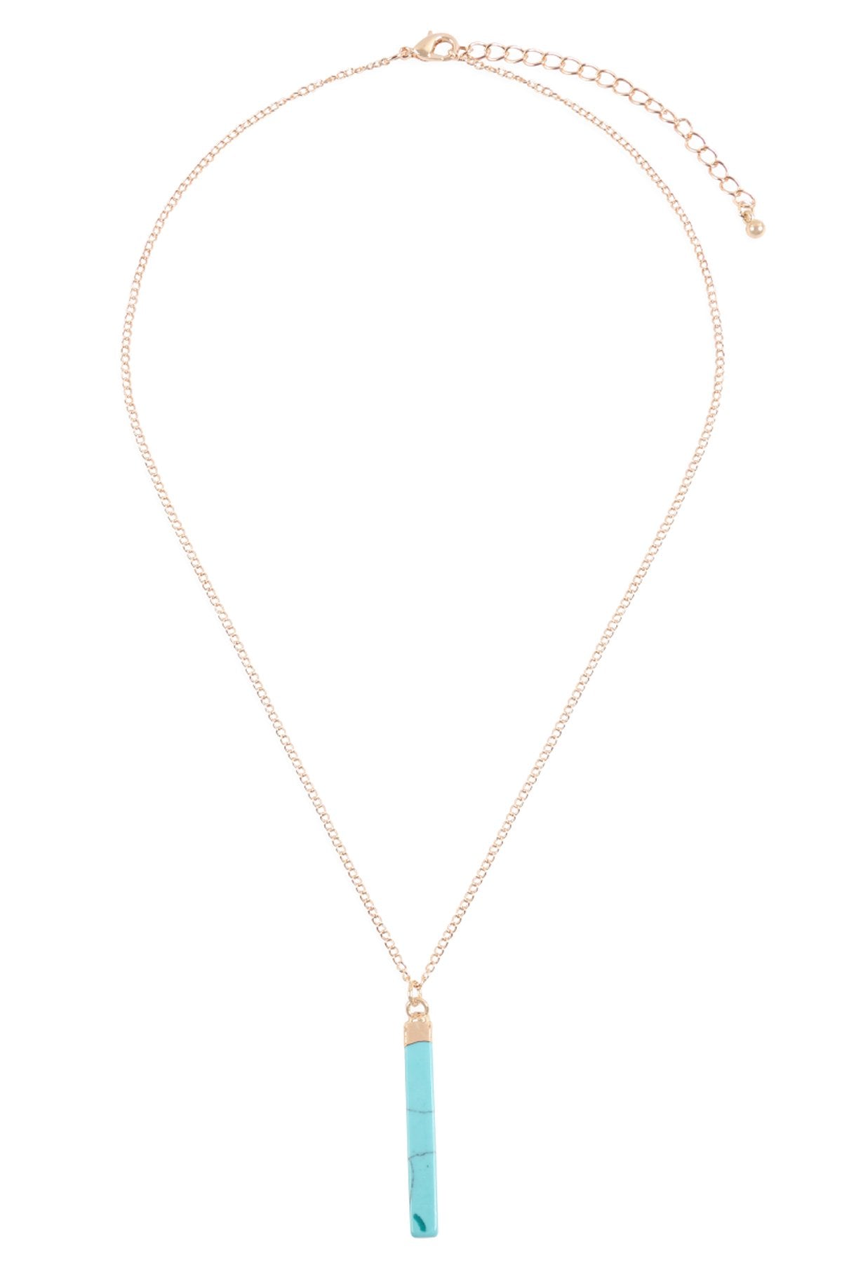 Hdn3120 - Bar Stone Pendant Necklace