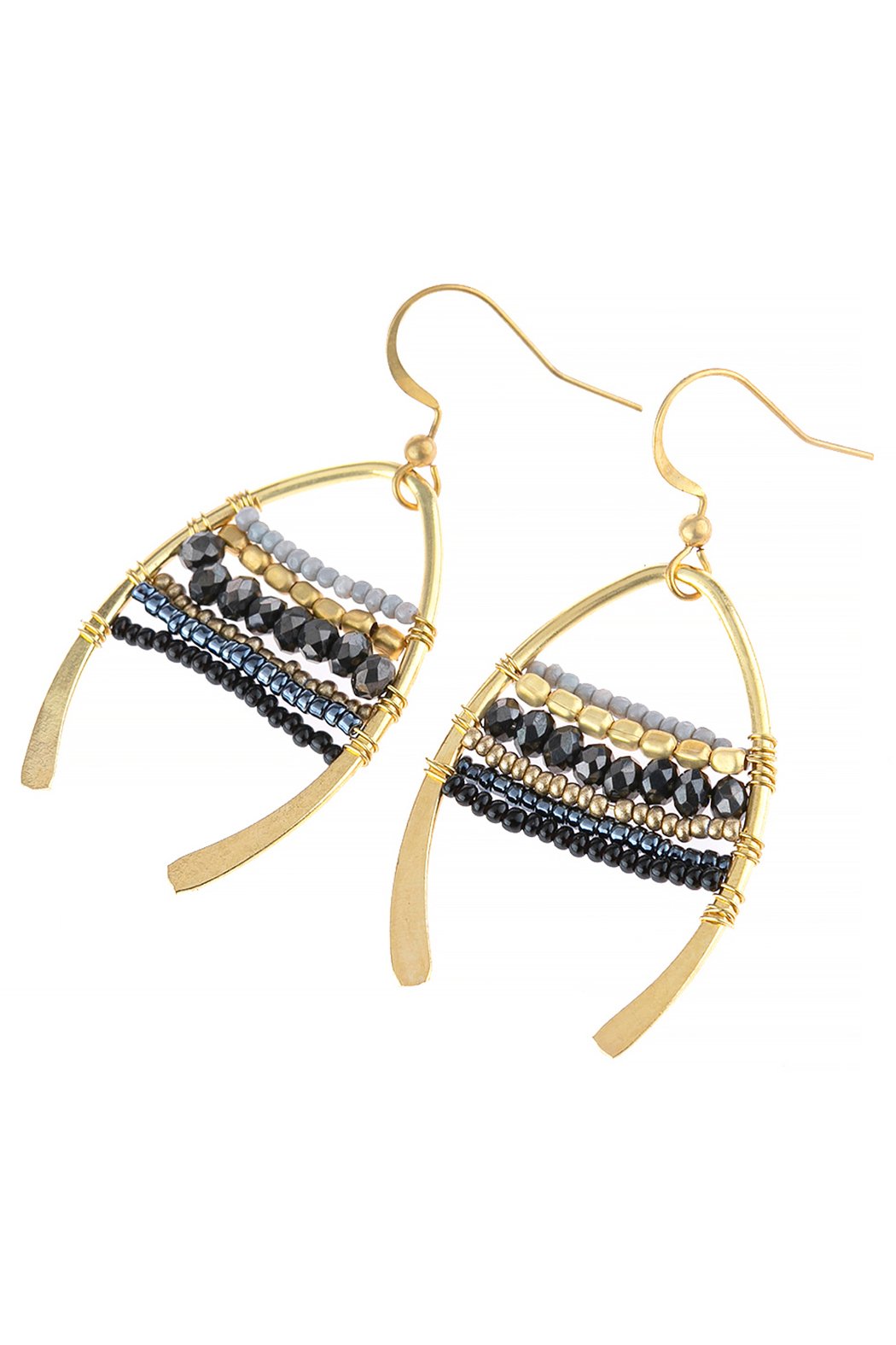 Hde3049 - Mixed Beads Wish Bone Drop Earrings