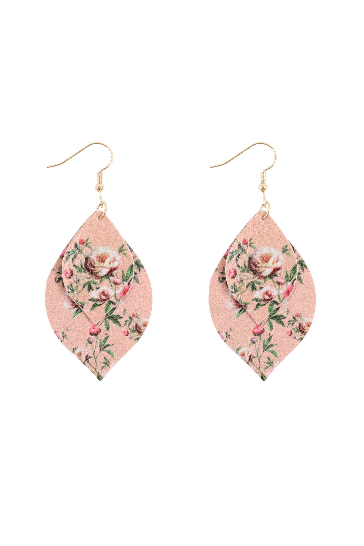 Hde3220 - Two Floral Marquise Drop Earrings