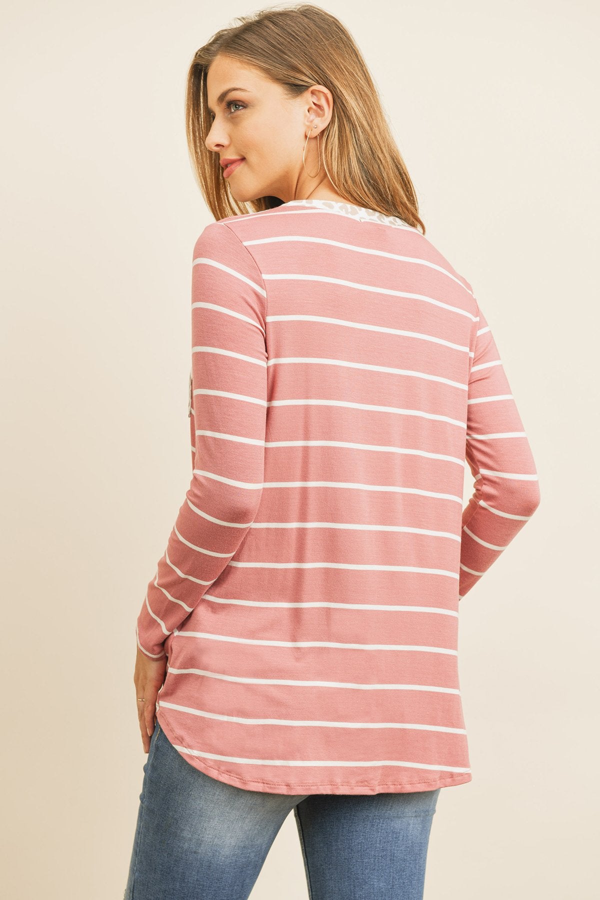 Striped Knot Top With Pocket