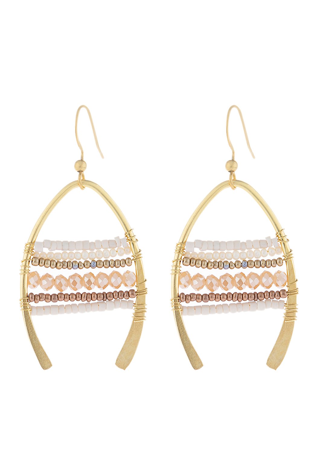 Hde3049 - Mixed Beads Wish Bone Drop Earrings