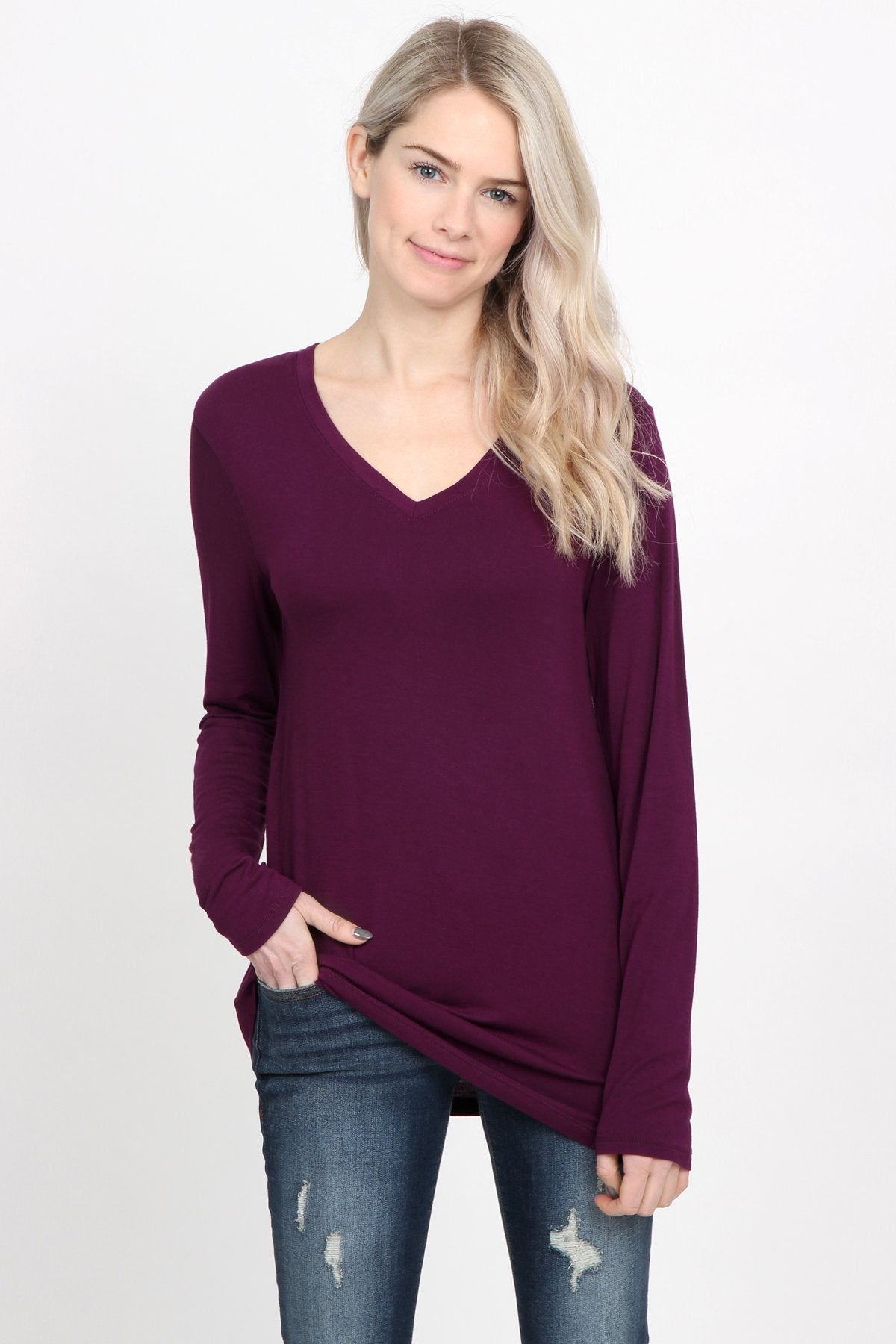 Premium Long Sleeved V-Neck Top