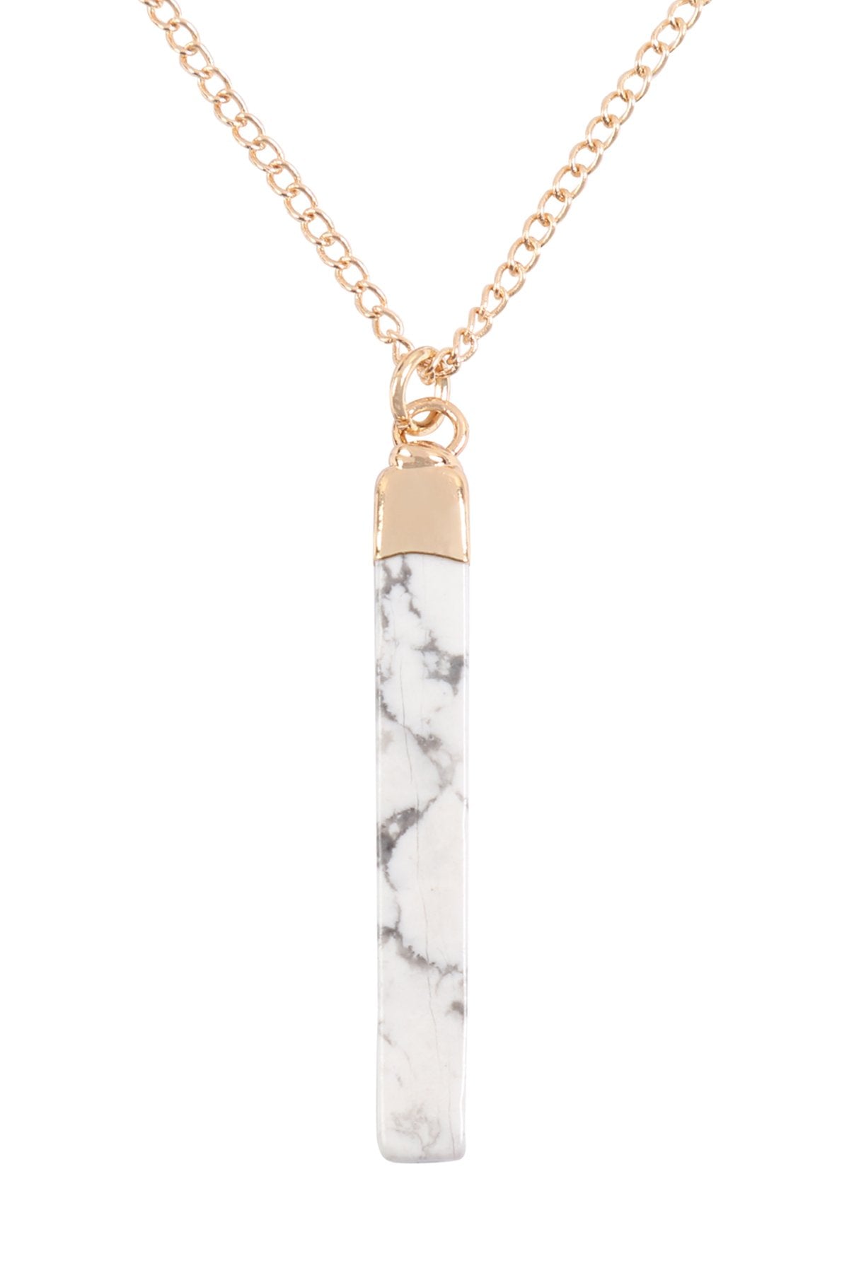 Hdn3120 - Bar Stone Pendant Necklace