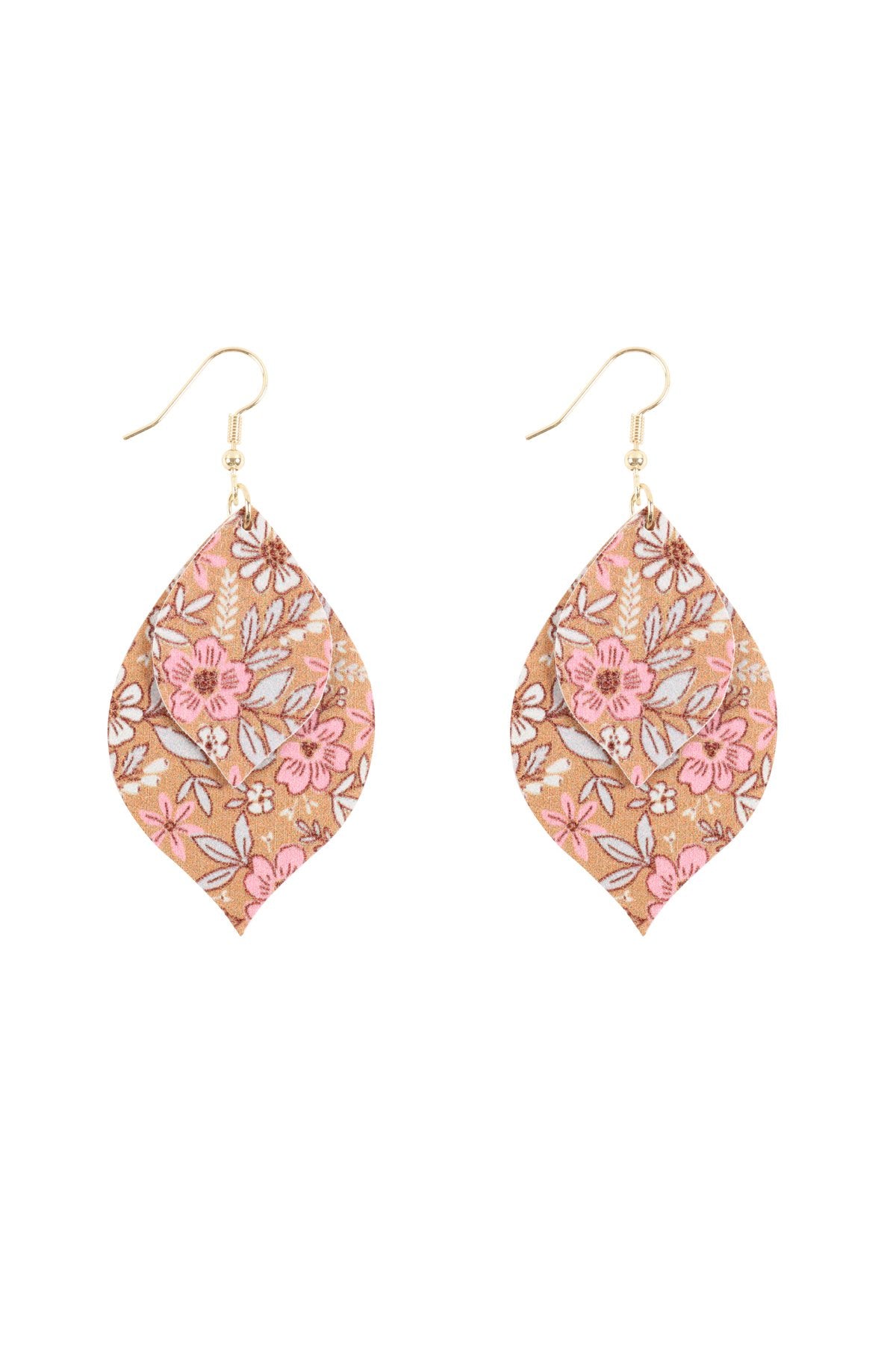 Hde3220 - Two Floral Marquise Drop Earrings